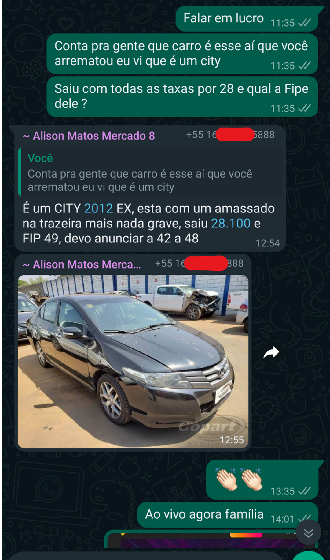 depoimento whats pagou 29 no civic que vale 40