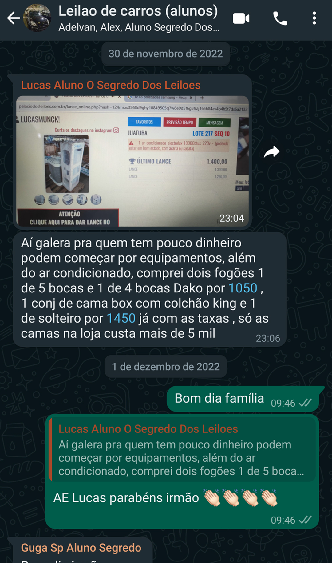 lucas arrematou produtos